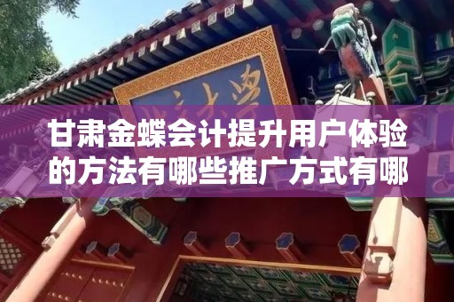 甘肃金蝶会计提升用户体验的方法有哪些推广方式有哪些