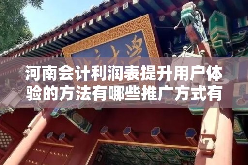 河南会计利润表提升用户体验的方法有哪些推广方式有哪些
