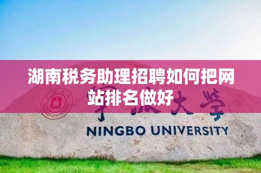 湖南税务助理招聘如何把网站排名做好