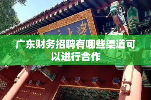 广东财务招聘有哪些渠道可以进行合作