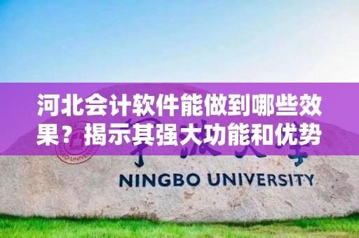 河北会计软件能做到哪些效果？揭示其强大功能和优势
