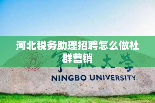 河北税务助理招聘怎么做社群营销