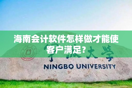 海南会计软件怎样做才能使客户满足？