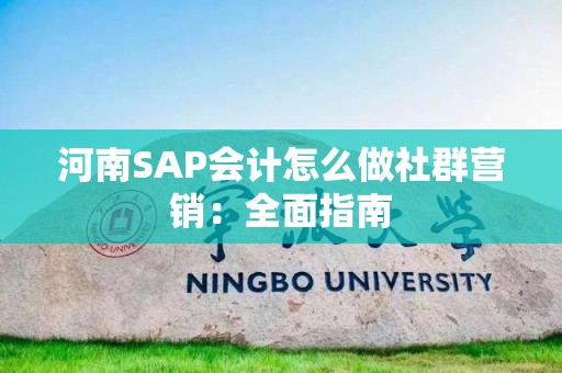 河南SAP会计怎么做社群营销：全面指南