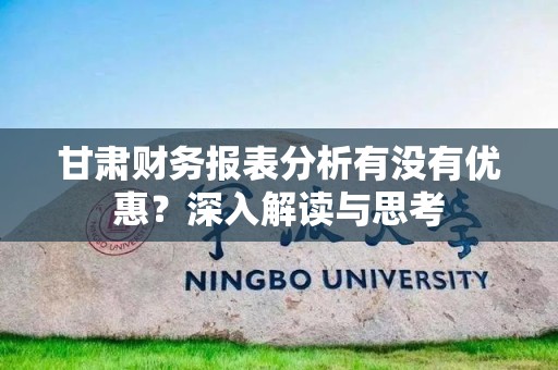 甘肃财务报表分析有没有优惠？深入解读与思考
