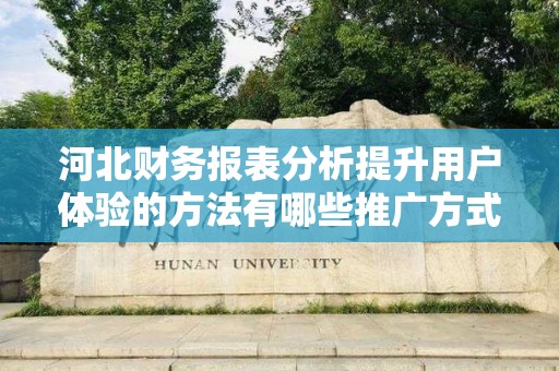 河北财务报表分析提升用户体验的方法有哪些推广方式有哪些